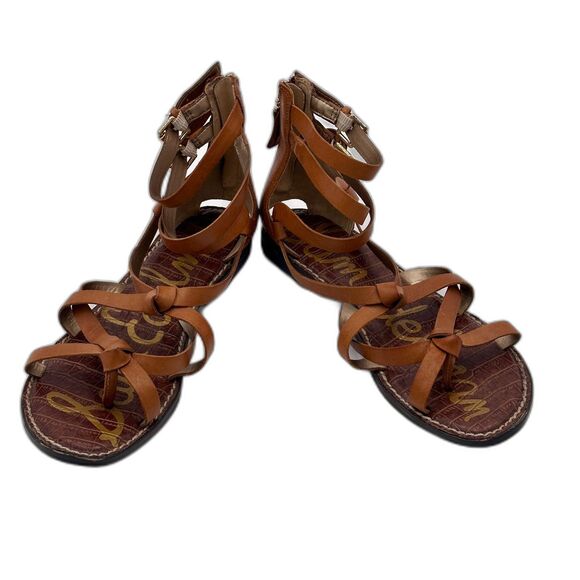 Sam Edelman Gladiator Sandals – Cognac Leather Flat Sandals Women’s 8 - Picture 5 of 6